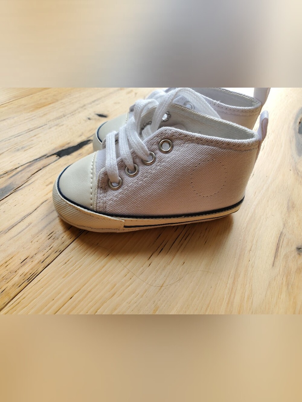 Kids White Canvas High-Top Sneakers